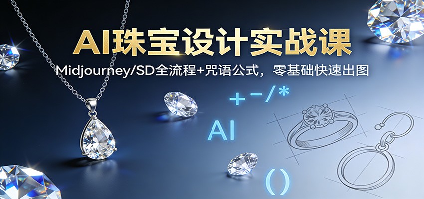 AI珠宝设计实战课:Midjourney/SD全流程+咒语公式,零基础快速出图-灵感工坊云网创