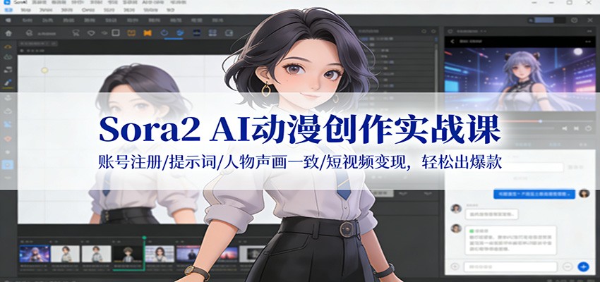 Sora2 AI动漫创作实战课:账号注册/提示词/人物声画一致/短视频变现,轻松出爆款-灵感工坊云网创