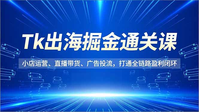 Tk出海掘金通关课,小店运营、直播带货、广告投流,打通全链路盈利闭环-灵感工坊云网创