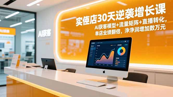 实体店30天逆袭增长课，AI获客模型+流量矩阵+直播转化，单店业绩翻倍，净利润增加数万元-灵感工坊云网创