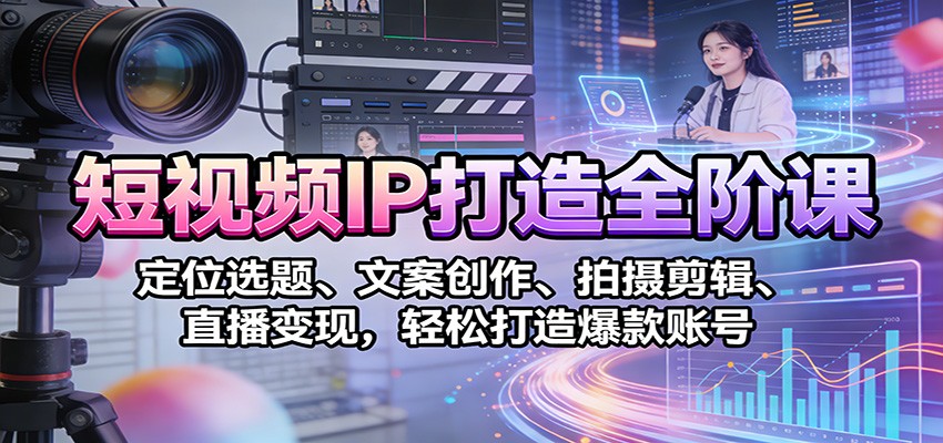 短视频IP打造全阶课：定位选题、文案创作、拍摄剪辑、直播变现，轻松打造爆款账号-灵感工坊云网创