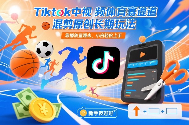 Tiktok中视频体育赛道混剪原创长期玩法,靠播放量賺米,小白轻松上手-灵感工坊云网创