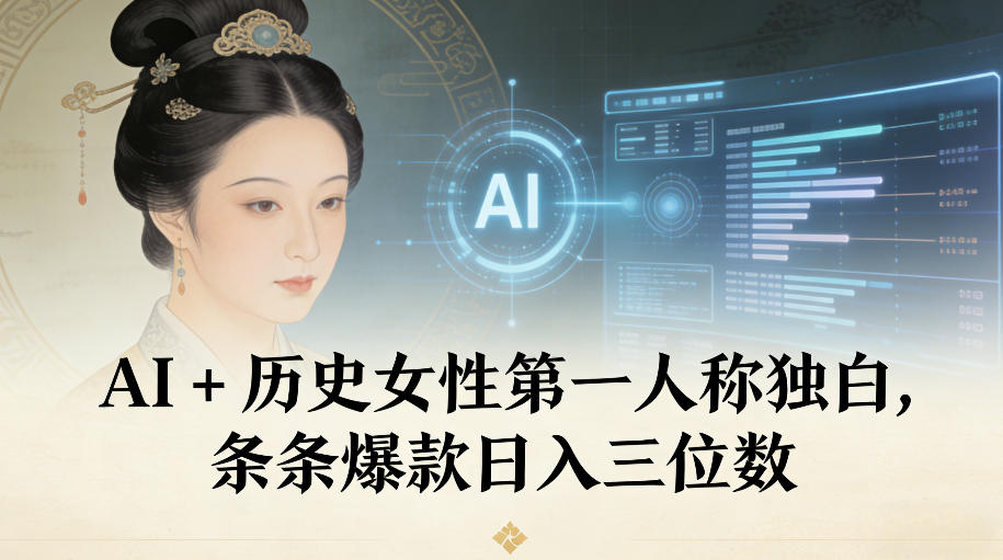 AI+历史女性第一人称独白,条条爆款日入三位数-灵感工坊云网创