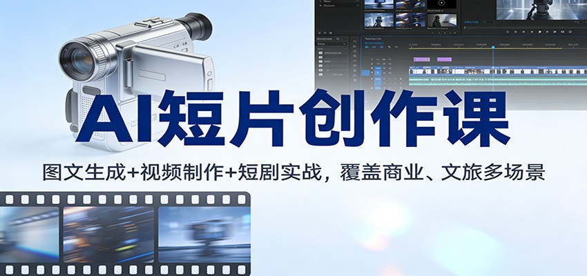 AI短片创作课：图文生成+ 视频制作+短剧实战，覆盖商业、 文旅多场景-灵感工坊云网创