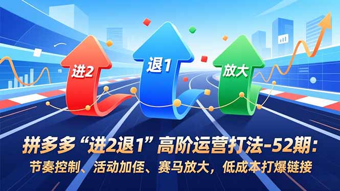 拼多多“进2退1”高阶运营打法-52期:节奏控制、活动加权、赛马放大,低成本打爆链接-灵感工坊云网创