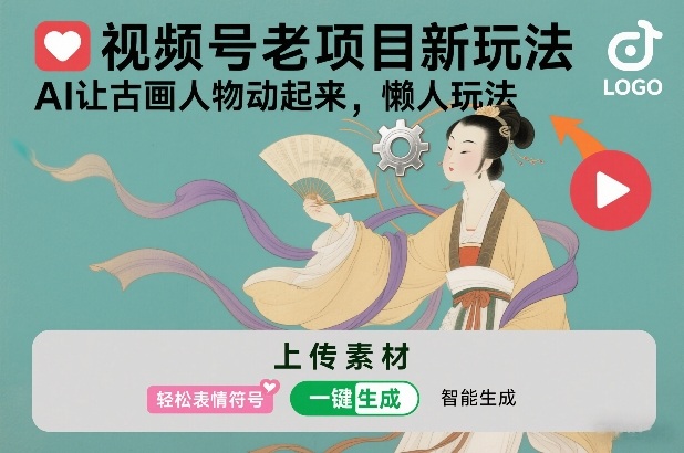 视频号老项目新玩法,AI让古画人物动起来,懒人玩法,附详细教程-灵感工坊云网创
